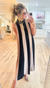 THML Black Colorblock Sleeveless Maxi Dress