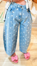 Light Denim Polka Dot Barrel Jeans