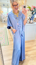 Dusty Blue Satin V-Neck Set