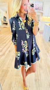 Black Floral Print Dress