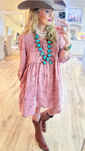 Mauve Floral Print Mineral Washed Babydoll Dress