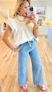 White Puffed Sleeve Blouse