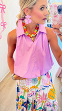 Lilac Collared Bubble Hem Top