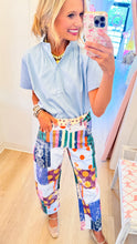 Sky Blue Stand Collar Short Sleeve Top