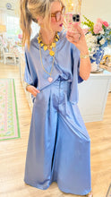 Dusty Blue Satin V-Neck Set