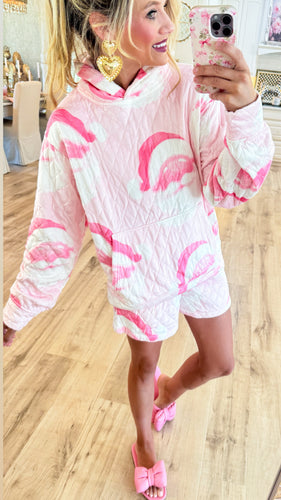 Pink Santa Quilted Fleece Short Set