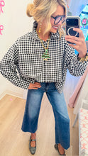 Black Gingham Oversized Button Up Top