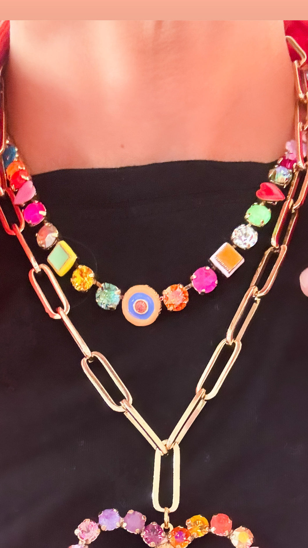 TOVA Multi Color  Eye Necklace