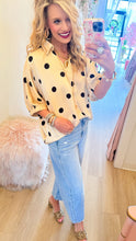 Restock Taupe and Black Polka Dot Dolman Sleeve Top