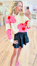 Cream and Pink Flower Sweater