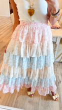 Pink Multi Floral Tiered Maxi Skirt