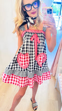 Red and Black Gingham Patchwork Mini Dress