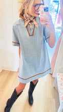Washed Denim V-Neck Mini Dress