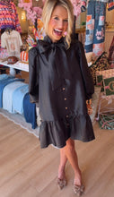 Black Metallic Bow Mini Dress
