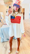 White American Flag Patchwork Sweatshirt Dress