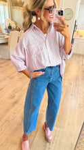 Pink Striped Oversized Button Down Shirt