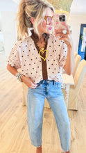 Ecru Polka Dot Contrast Top