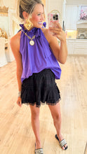 Purple Neck Tie Sleeveless Top