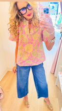 Green and Pink Garden District Top
