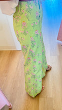 Lime Green Mix Floral Flare Pants