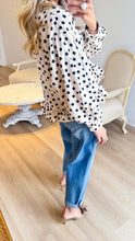 Cream and Black Polka Dot Button Up Top