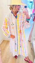 Rainbow Multi Print Embroidered Maxi Dress