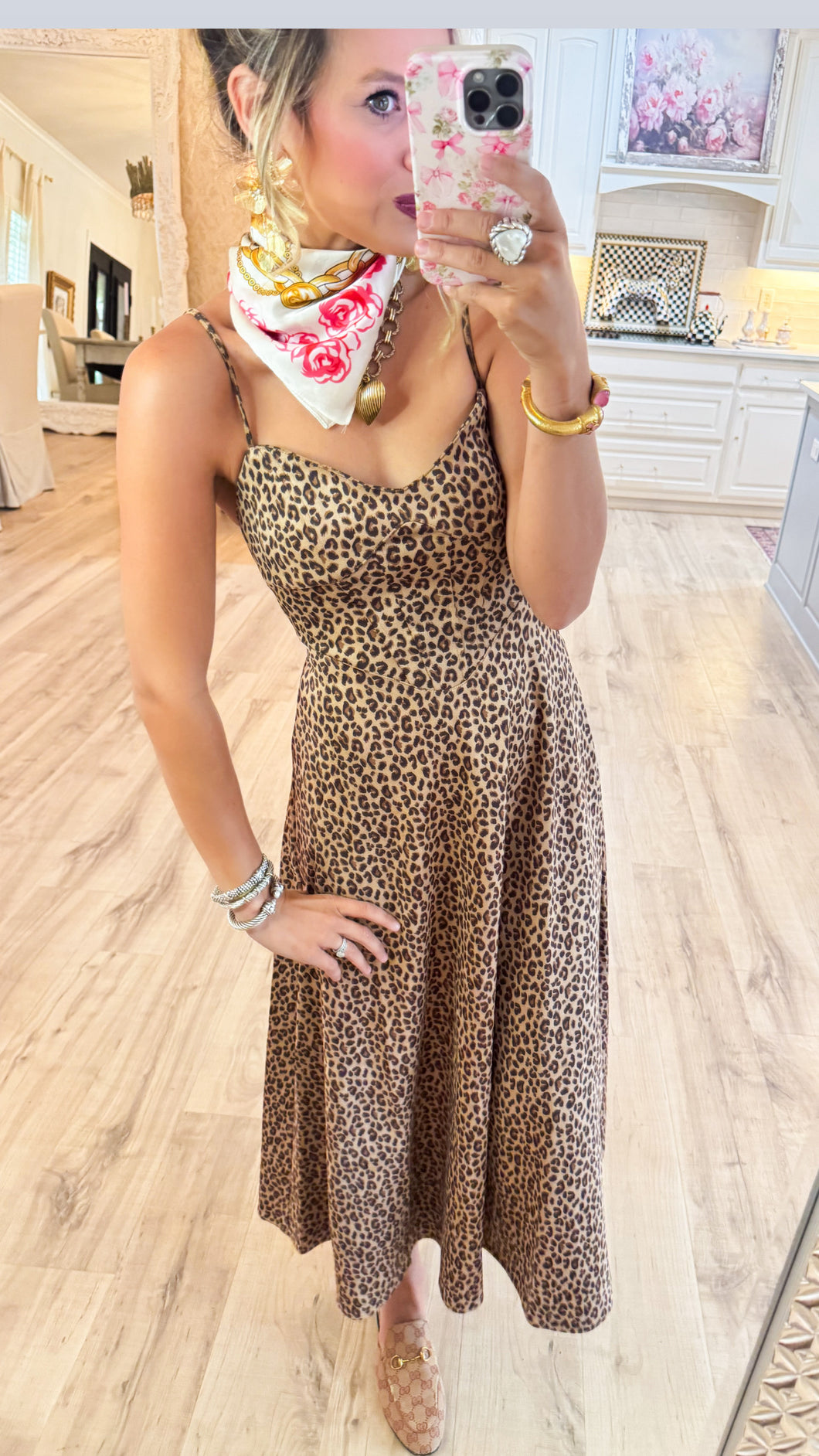 Leopard Suede Midi Dress