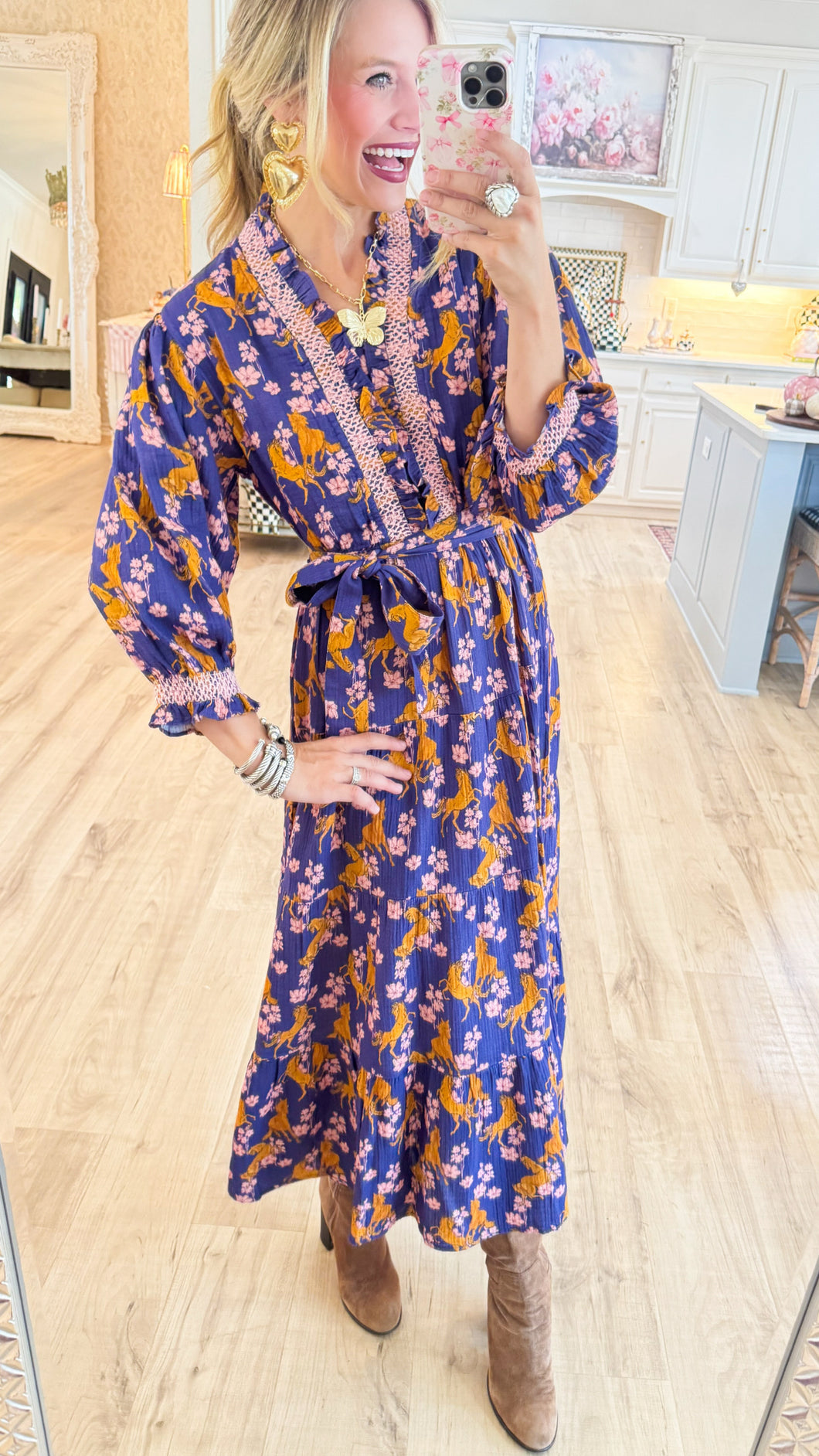Uncle Frank Indigo Horsing Around Dress