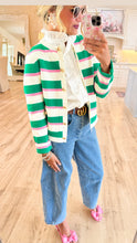 Green and Pink Stripe Cardigan