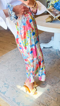 Pink and Blue Satin Vintage Building Midi Skirt