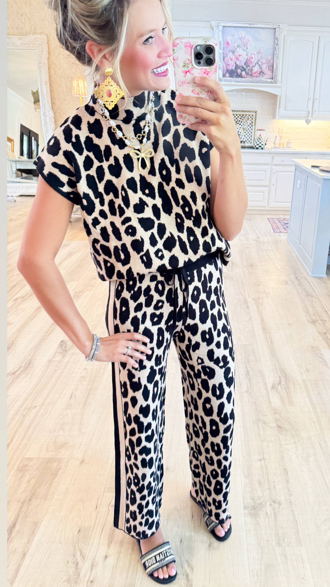 Black Leopard Pant Set