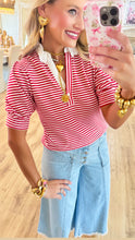 Red Striped Collard Blouse