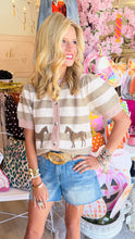 Blush Stripe Horse Print Cardigan
