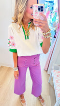 Off White Embroidered Puff Sleeve Top