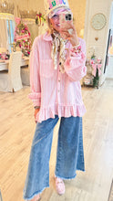 Pink Multi Stripe Gauze Button Up Top