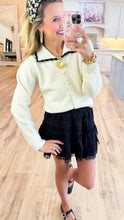 Ivory and Black Contrast Cardigan
