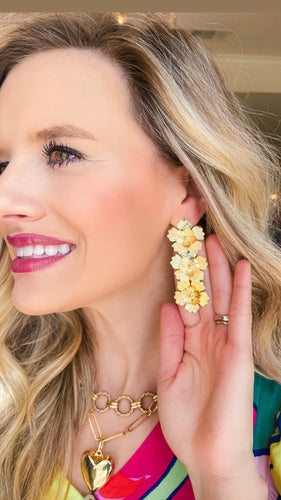 Gold Triple Flower Earrings