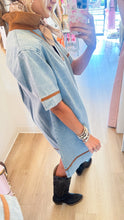 Washed Denim V-Neck Mini Dress