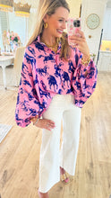 Pink Horse Collard Blouse