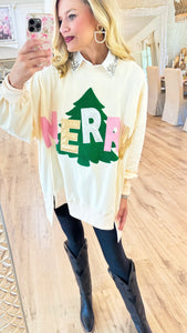 Ivory Merry Christmas Tree Sweatshirt