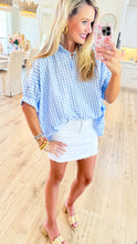 Blue and White Gingham Oversized Top