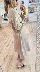 Champagne Soft Textured Knotted Sweater Top and Dress
