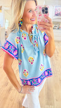 Light Blue Boho Bloom Top