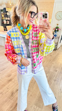 Queen of Sparkle Colorblock Gingham Cardigan