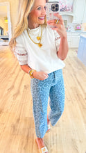 Light Blue Leopard Print Barrel Jeans