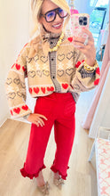 Taupe Mineral Wash Heart Cardigan