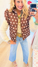 Brown Polka Dot Ruffle Puffer Vest