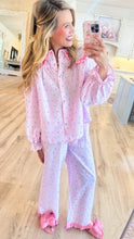 Pink Swiss Dot Striped Pajama Set