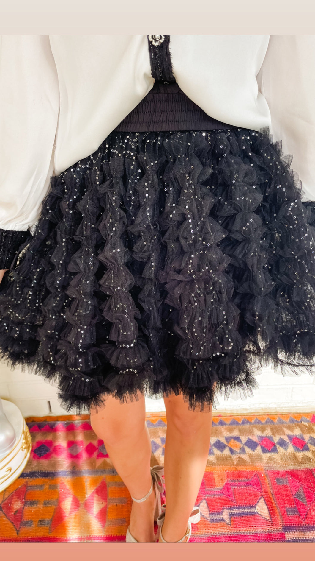 Black Frilled Detail Skirt