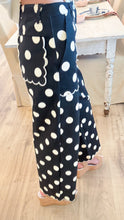 Black and Off White Polka Dot Scallop Hem Pants